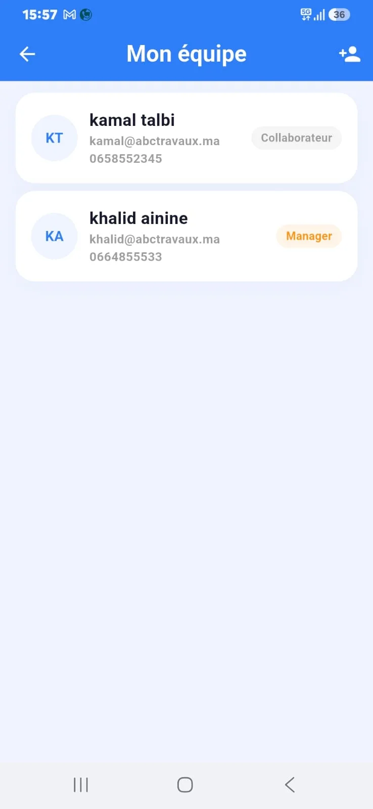 Gestion d'équipe HsabCash — rôles et accès collaborateurs